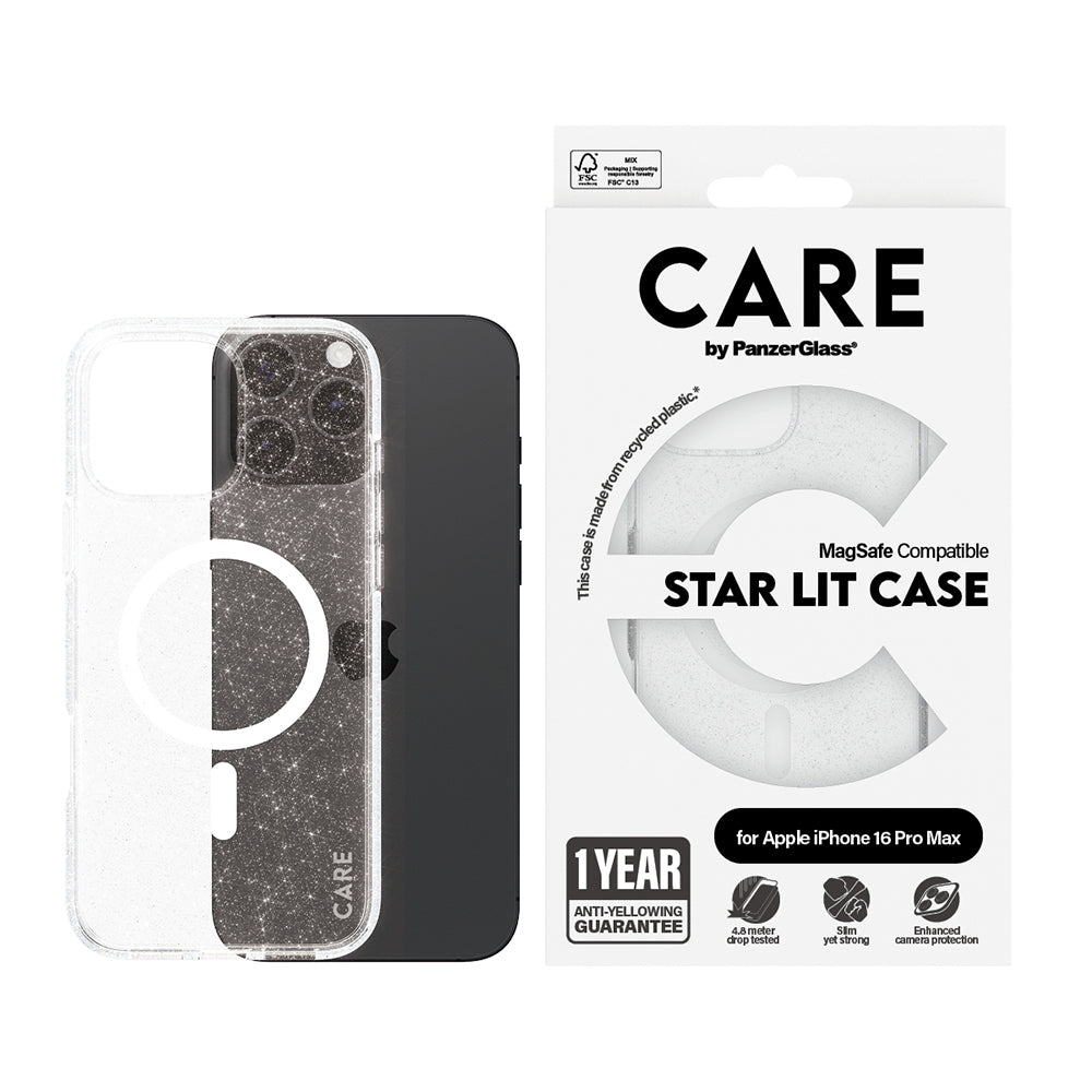 Калъф MagSafe за Apple iPhone 16 Pro, PanzerGlass, Care Urban Combat Star Lit, Прозрачен Бял