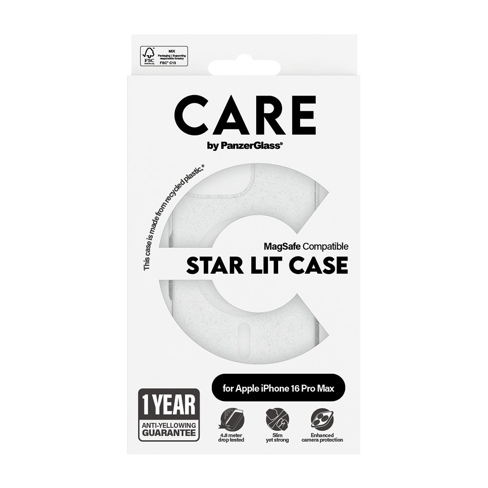 Калъф MagSafe за Apple iPhone 16 Pro, PanzerGlass, Care Urban Combat Star Lit, Прозрачен Бял