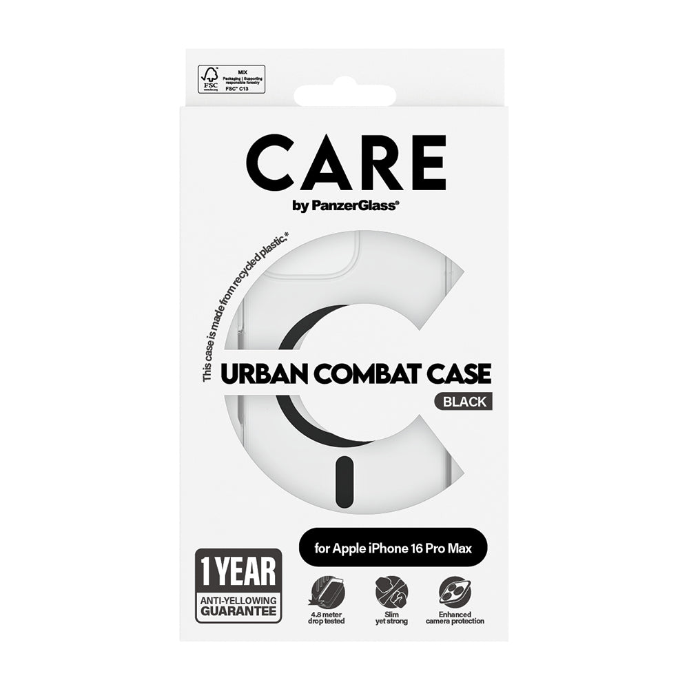 Калъф MagSafe за Apple iPhone 16 Pro, PanzerGlass, Care Urban Combat, Прозрачен Черен