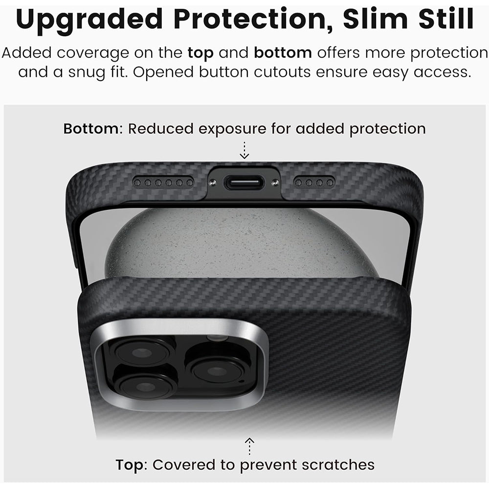 Калъф MagSafe за Apple iPhone 16 Pro, Techsuit, арамидно влакно, черен