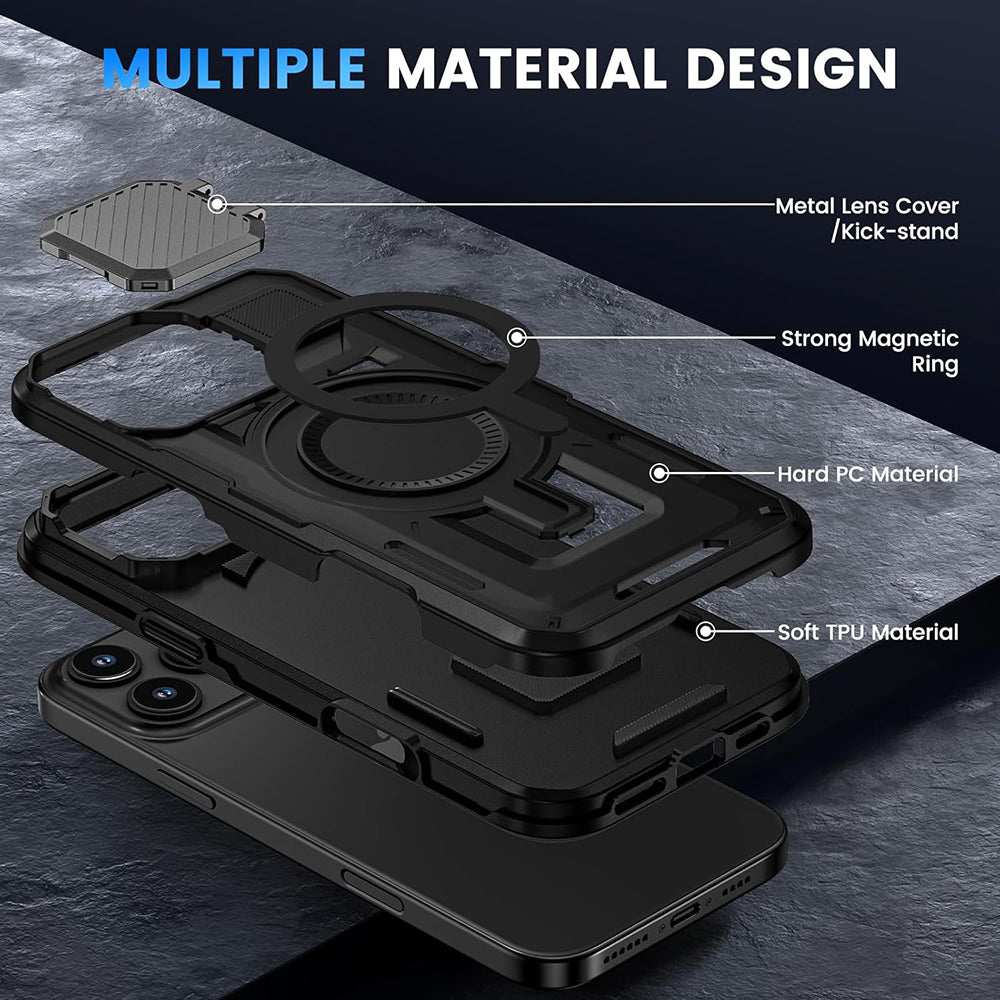 Калъф MagSafe за Apple iPhone 16 Pro, Techsuit, CamVault, Черен