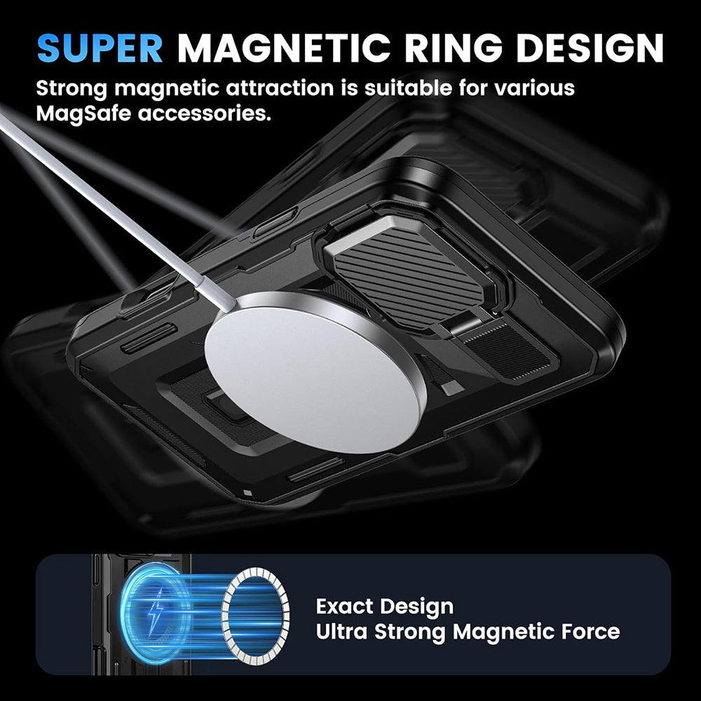 Калъф MagSafe за Apple iPhone 16 Pro, Techsuit, CamVault, Черен
