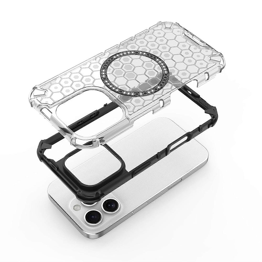 MagSafe калъф за Apple iPhone 16 Pro, Techsuit, HoneyComb Shield, бял
