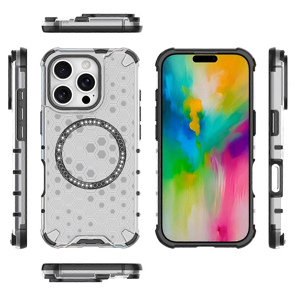 MagSafe калъф за Apple iPhone 16 Pro, Techsuit, HoneyComb Shield, бял