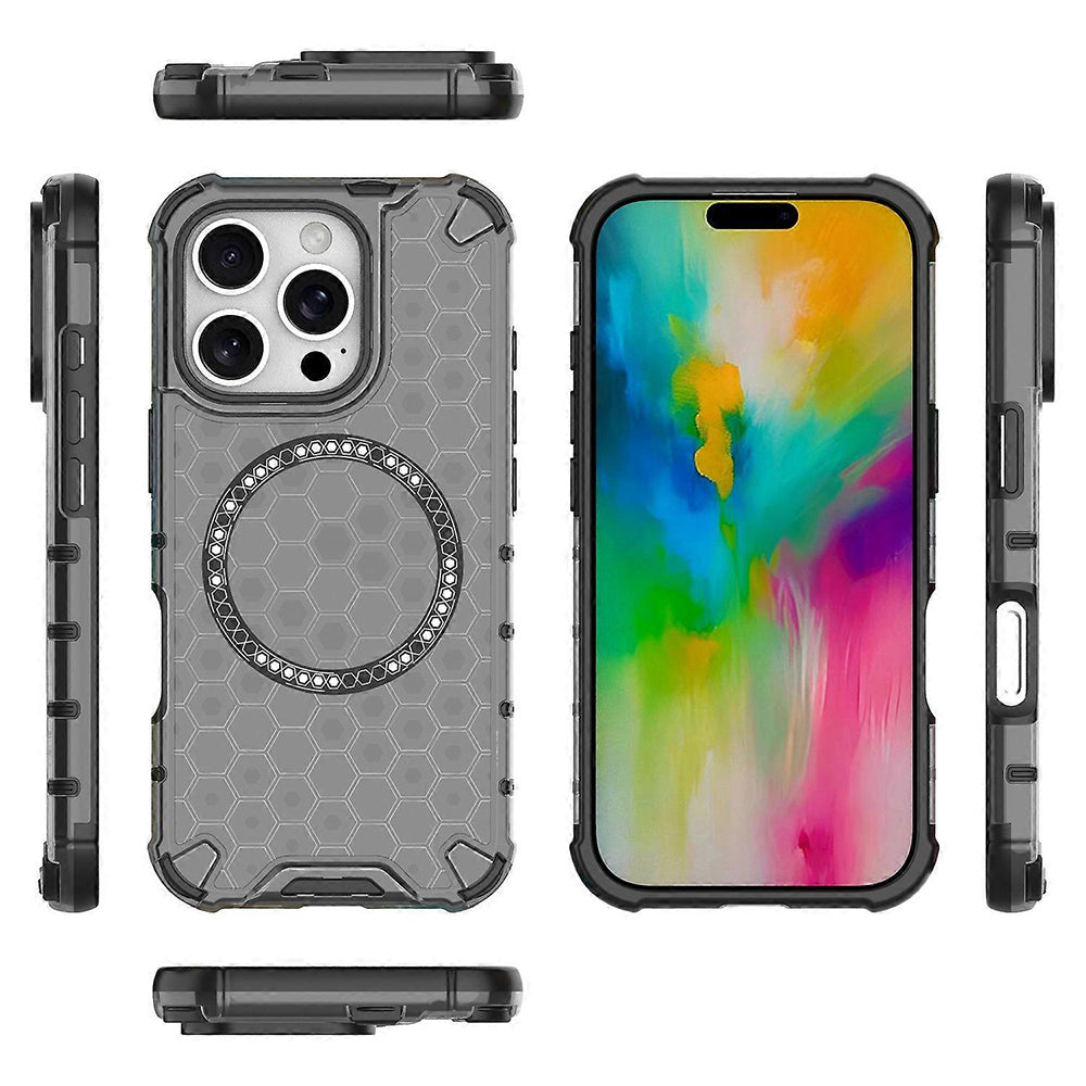 Калъф MagSafe за Apple iPhone 16 Pro, Techsuit, HoneyComb Shield, Черен