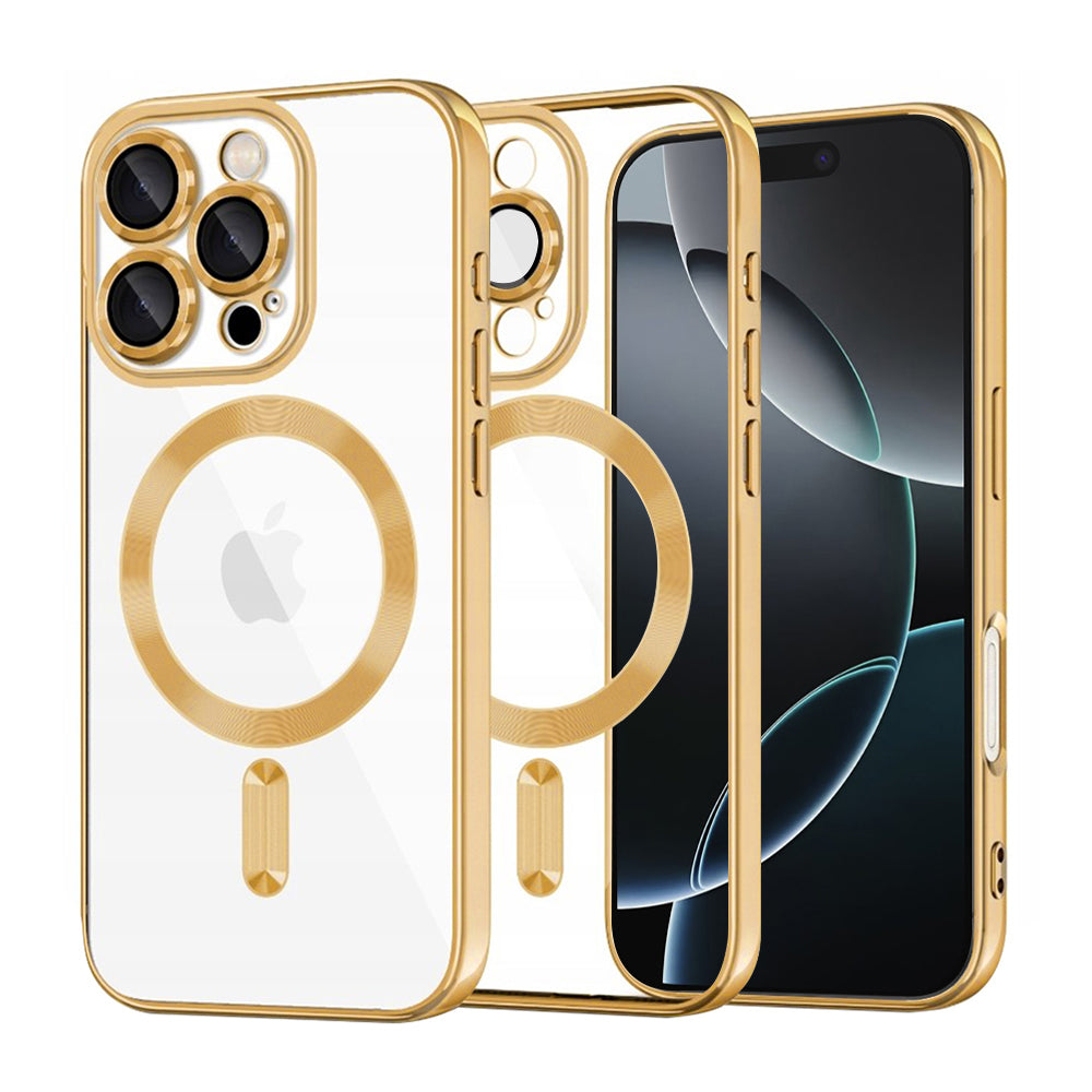 Калъф MagSafe за Apple iPhone 16 Pro, Techsuit, Luxury Crystal, Златист