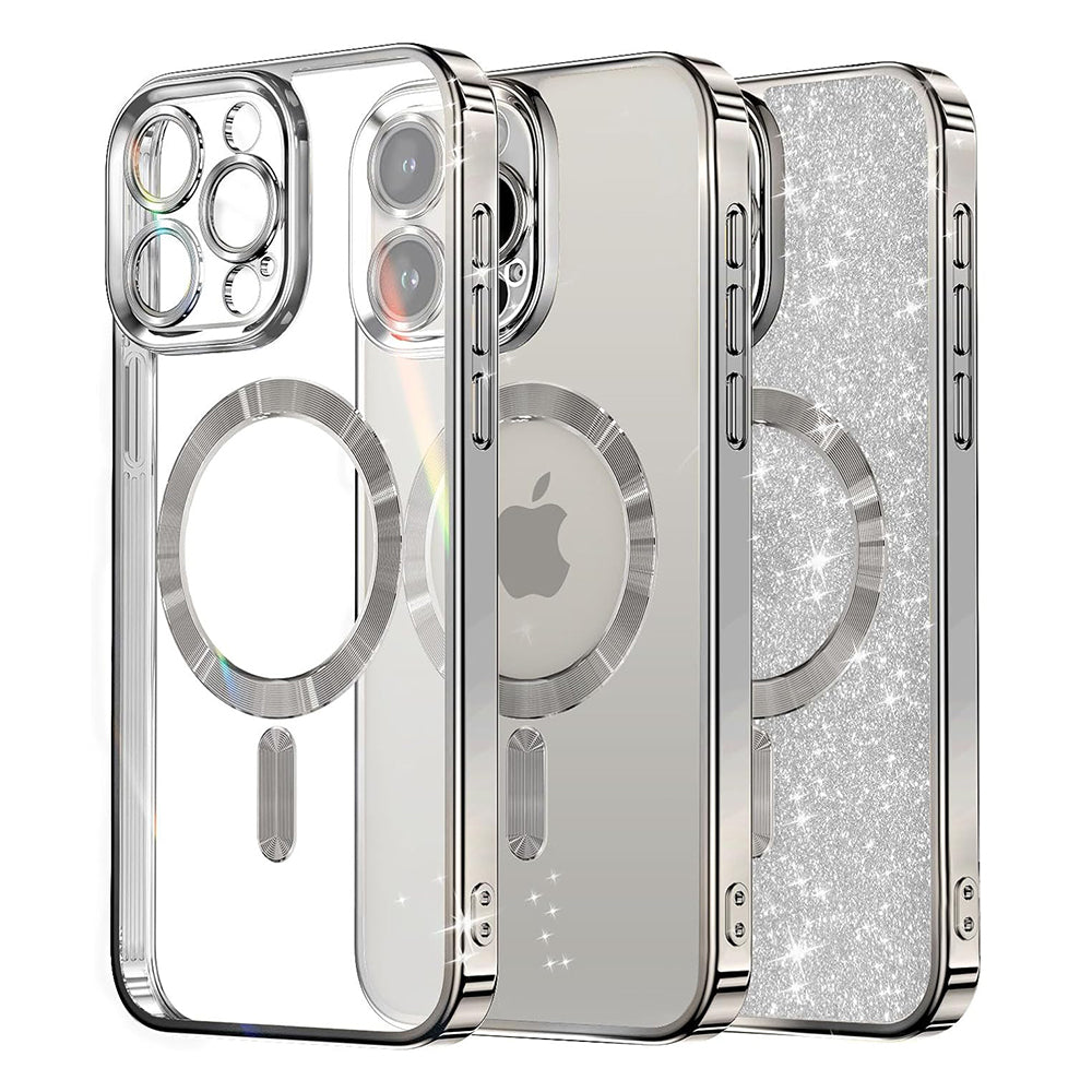 Калъф MagSafe за Apple iPhone 16 Pro, Techsuit, Luxury Glitter, Сребрист