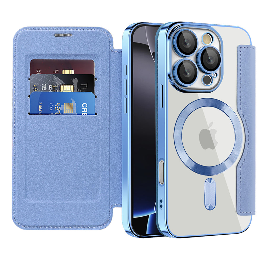 Калъф MagSafe за Apple iPhone 16 Pro, Techsuit, SmartMag Book, Bleu