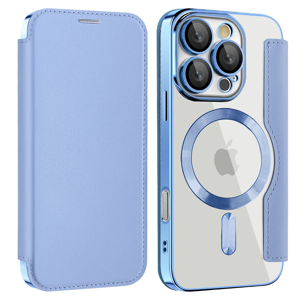 Калъф MagSafe за Apple iPhone 16 Pro, Techsuit, SmartMag Book, Bleu