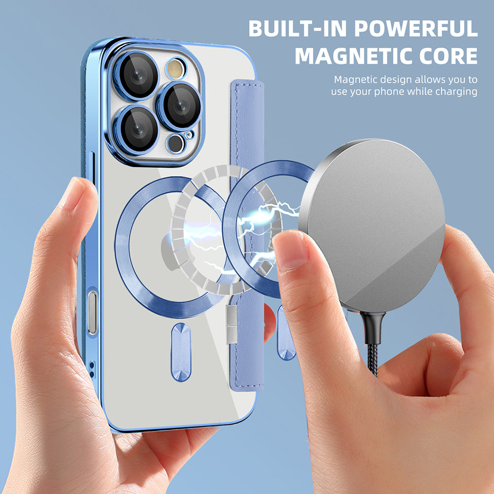 Калъф MagSafe за Apple iPhone 16 Pro, Techsuit, SmartMag Book, Bleu