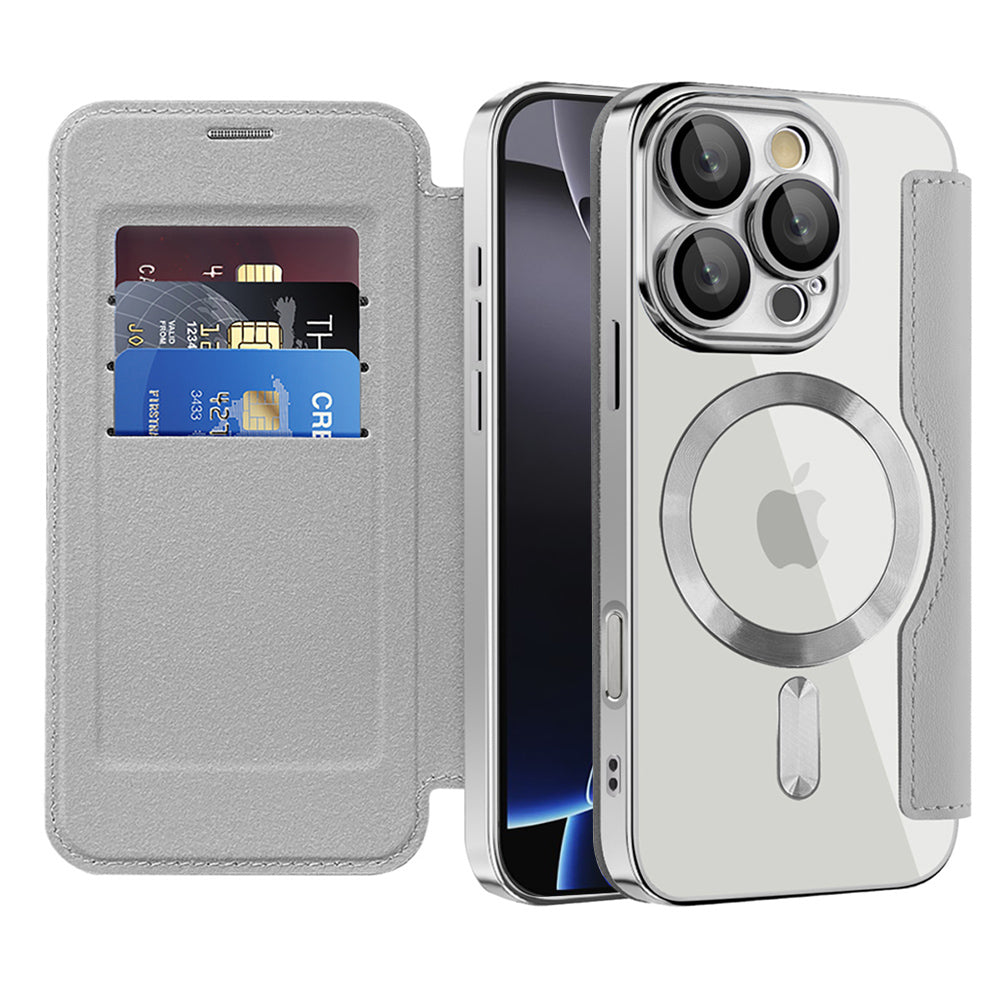 Калъф MagSafe за Apple iPhone 16 Pro, Techsuit, SmartMag Book, Сив