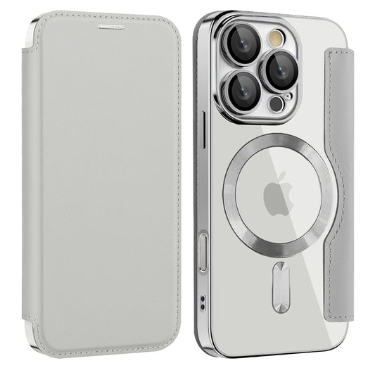 Калъф MagSafe за Apple iPhone 16 Pro, Techsuit, SmartMag Book, Сив