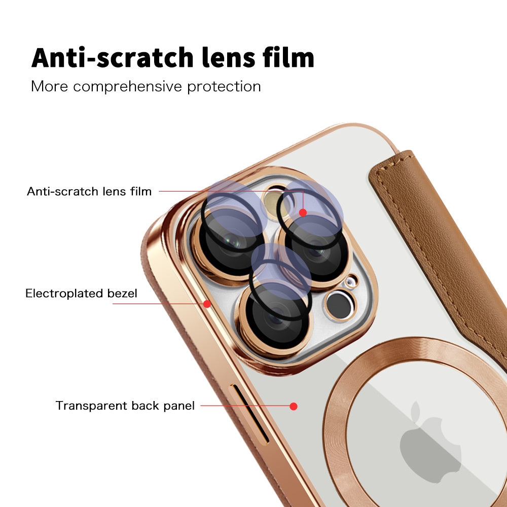 Калъф MagSafe за Apple iPhone 16 Pro, Techsuit, SmartMag Book, Кафяв
