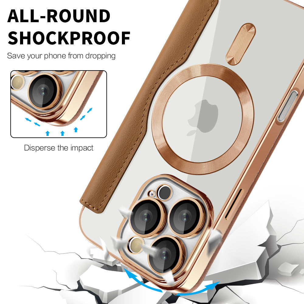 Калъф MagSafe за Apple iPhone 16 Pro, Techsuit, SmartMag Book, Кафяв