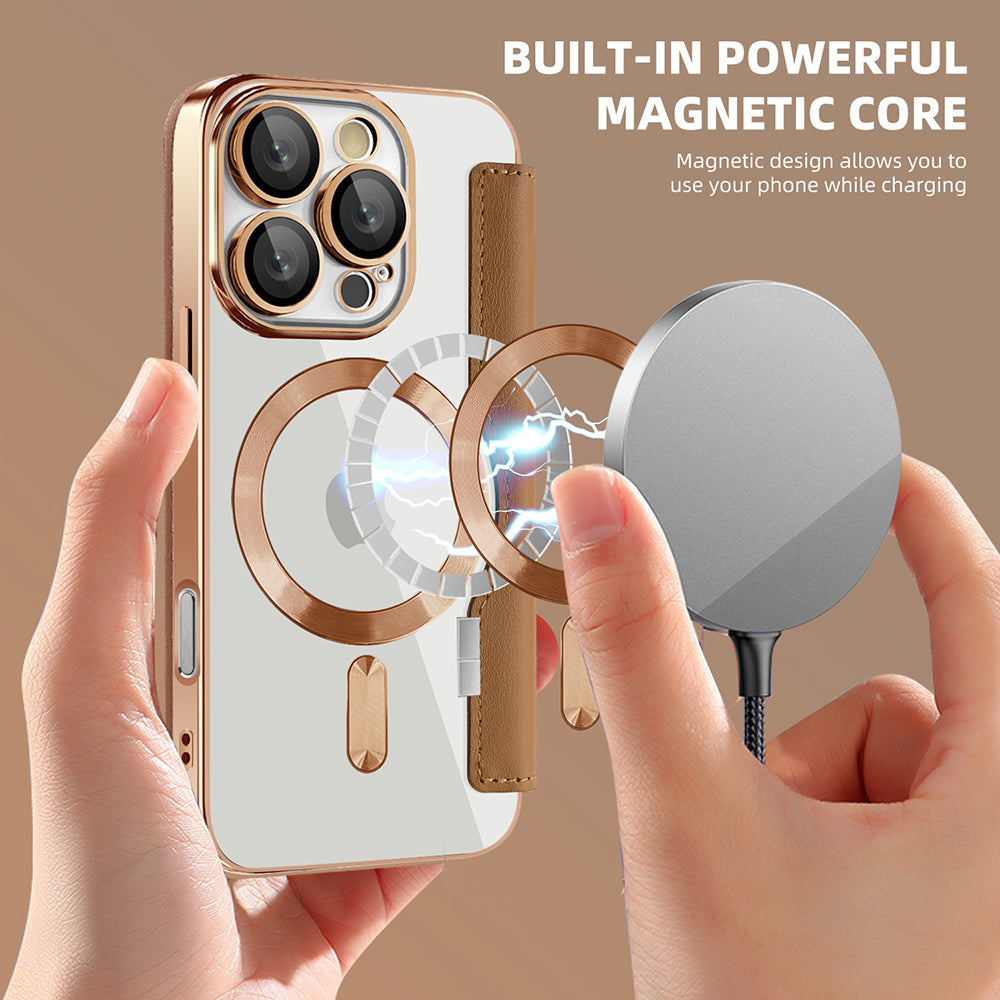 Калъф MagSafe за Apple iPhone 16 Pro, Techsuit, SmartMag Book, Кафяв