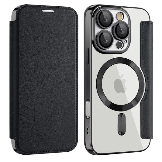 Калъф MagSafe за Apple iPhone 16 Pro, Techsuit, SmartMag Book, Черен
