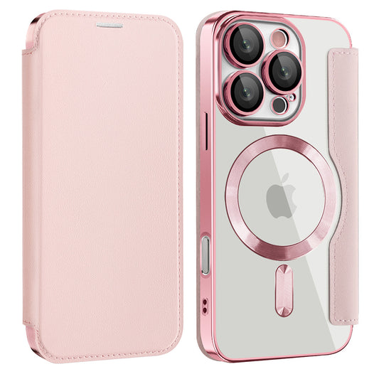 Калъф MagSafe за Apple iPhone 16 Pro, Techsuit, SmartMag Book, Розов