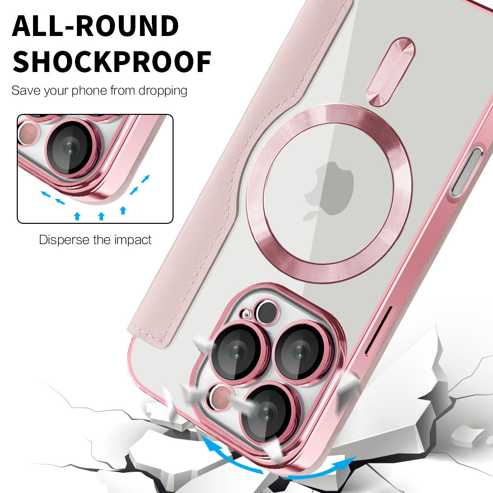 Калъф MagSafe за Apple iPhone 16 Pro, Techsuit, SmartMag Book, Розов