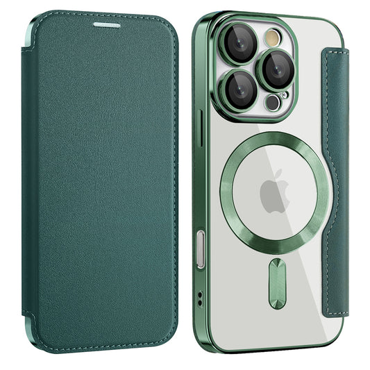 Калъф MagSafe за Apple iPhone 16 Pro, Techsuit, SmartMag Book, Зелен