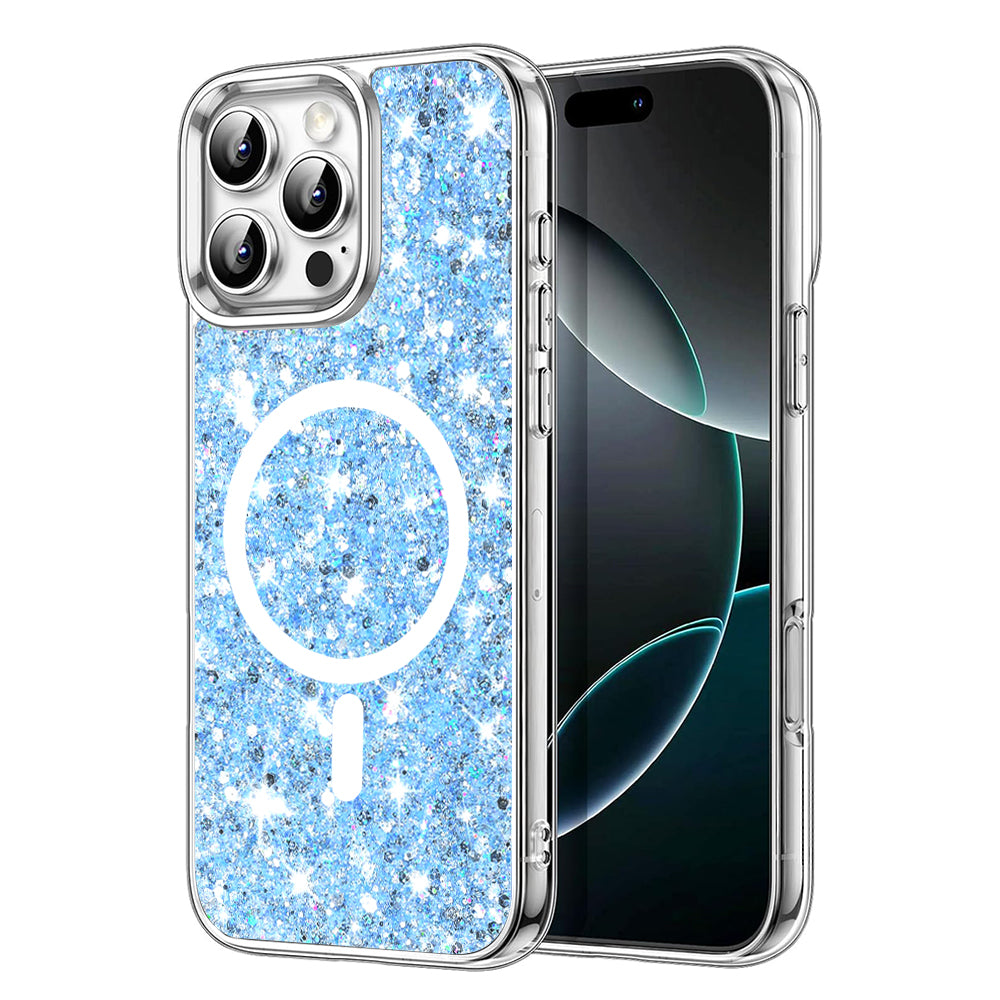Калъф MagSafe за Apple iPhone 16 Pro, Techsuit, Sparkly Glitter, Bleu