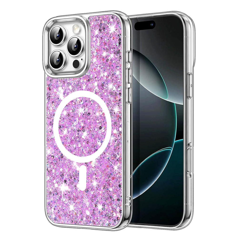 Калъф MagSafe за Apple iPhone 16 Pro, Techsuit, Sparkly Glitter, Magenta