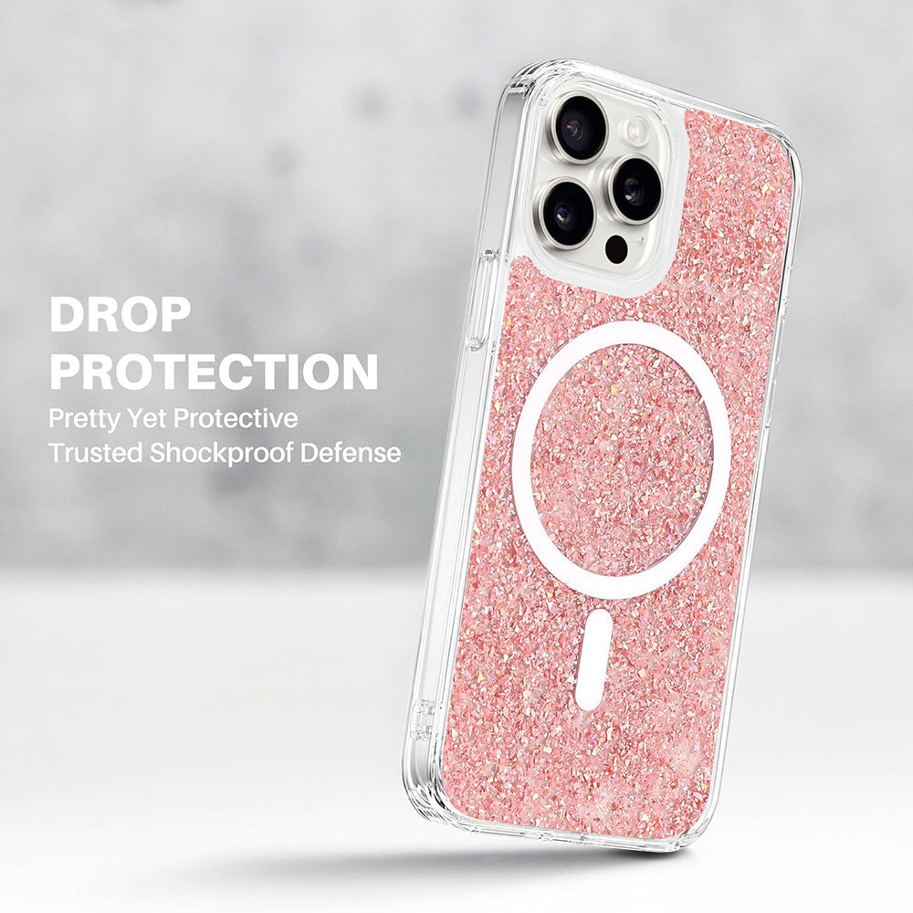 Калъф MagSafe за Apple iPhone 16 Pro, Techsuit, Sparkly Glitter, Magenta