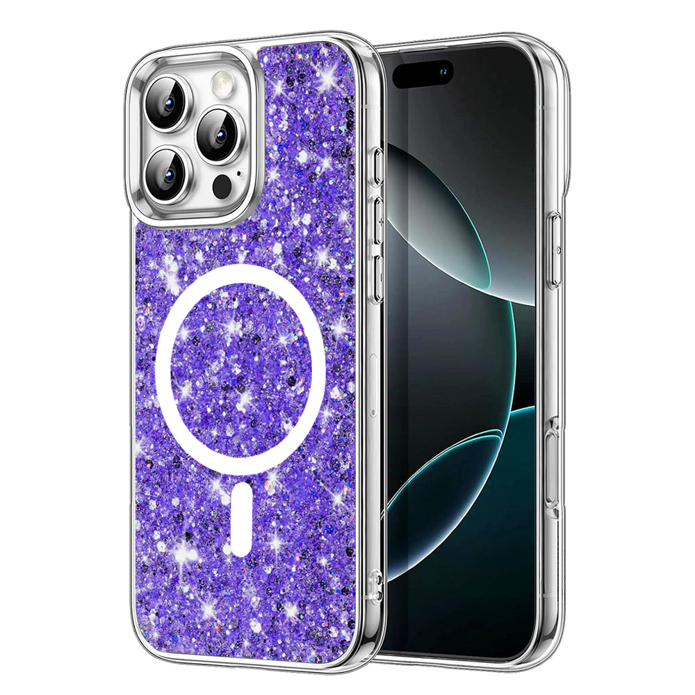 Калъф MagSafe за Apple iPhone 16 Pro, Techsuit, Sparkly Glitter, Лилав
