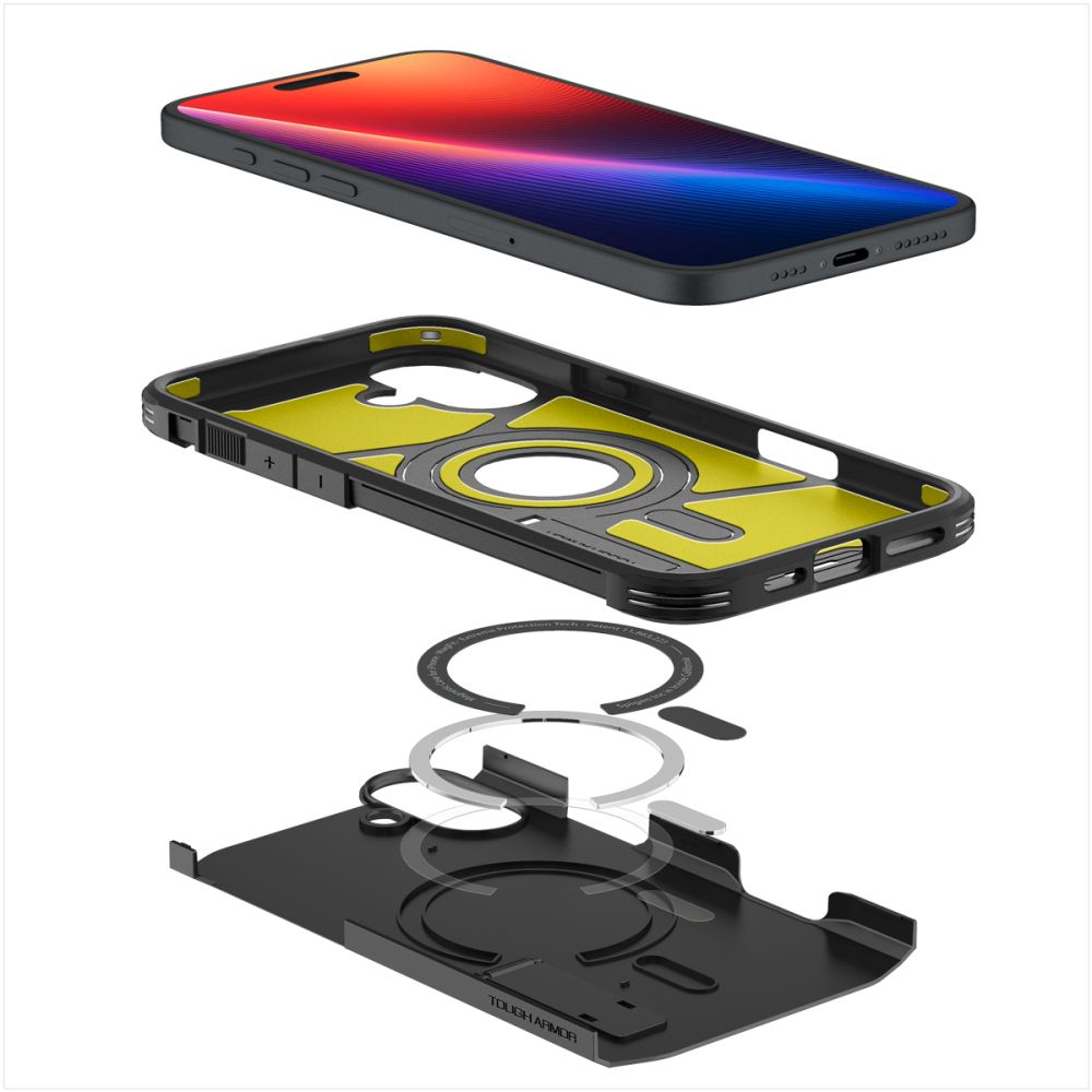 Калъф MagSafe за Apple iPhone 16, Spigen, Tough Armor, Черен ACS08216