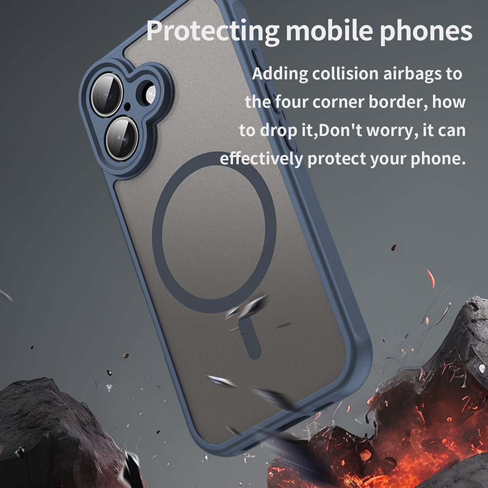 Калъф MagSafe за Apple iPhone 16, Techsuit, HaloFrost II, Тъмносин