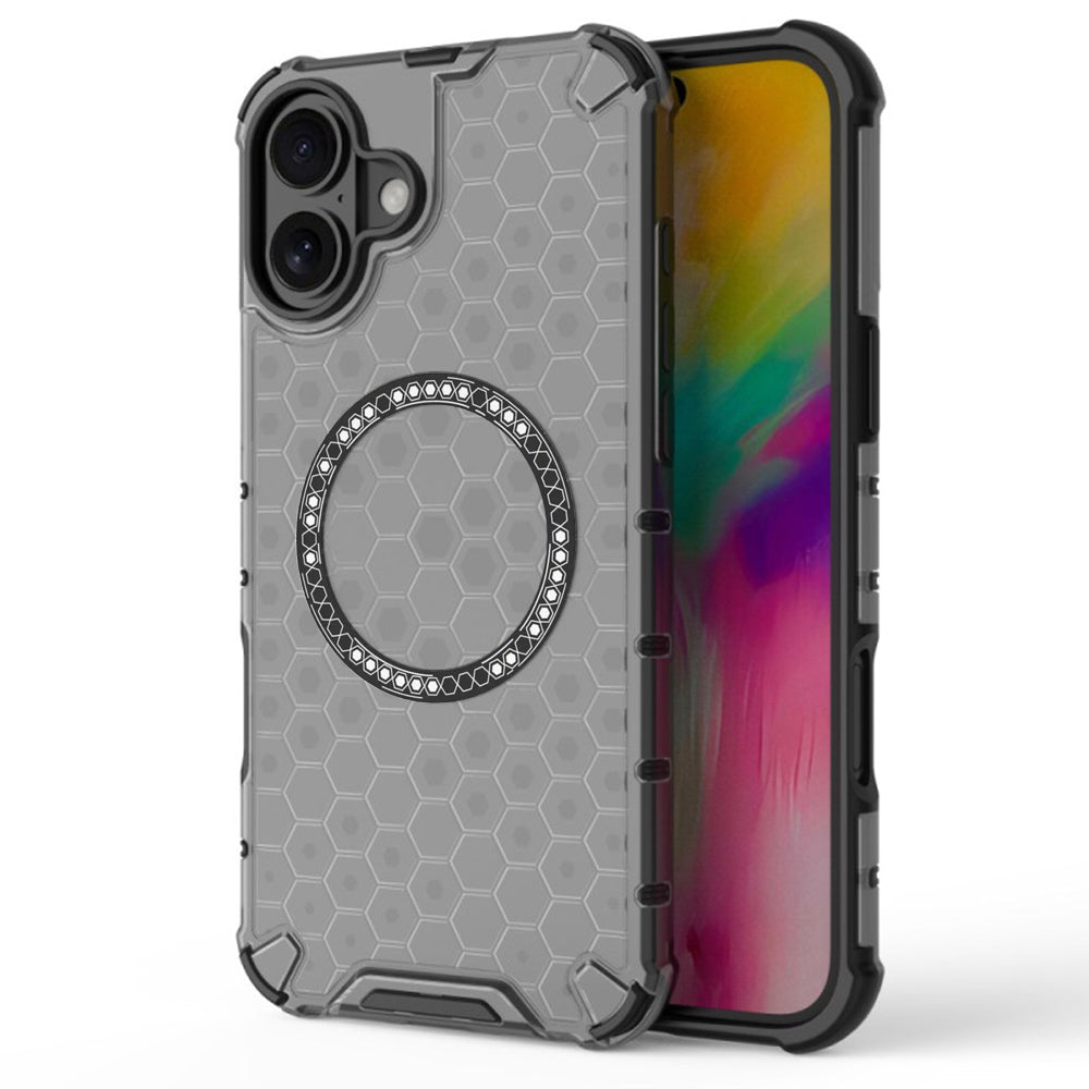 Калъф MagSafe за Apple iPhone 16, Techsuit, HoneyComb Shield, Черен