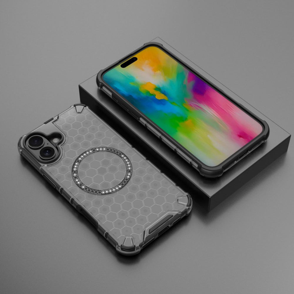 Калъф MagSafe за Apple iPhone 16, Techsuit, HoneyComb Shield, Черен