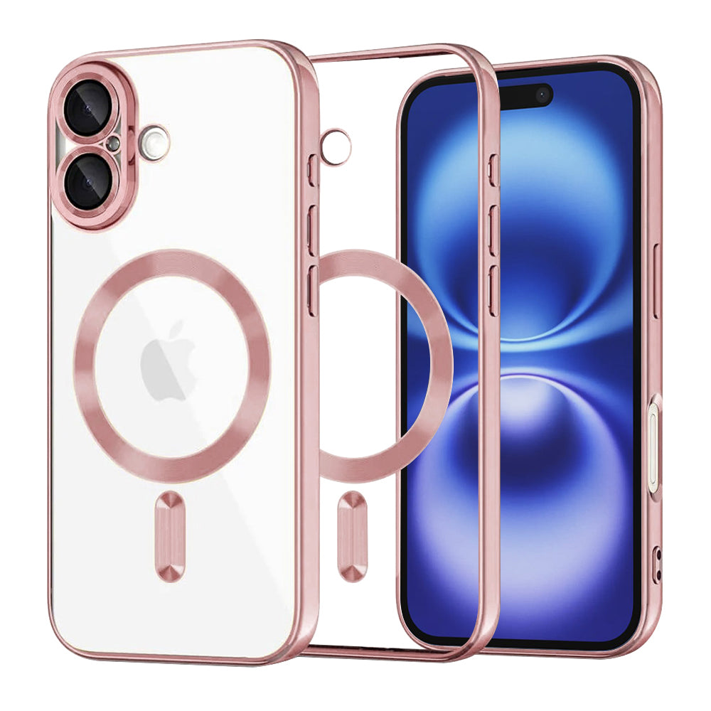 Калъф MagSafe за Apple iPhone 16, Techsuit, Luxury Crystal, Розов