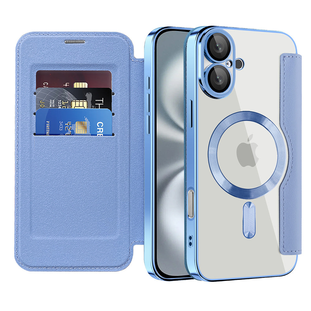 Калъф MagSafe за Apple iPhone 16, Techsuit, SmartMag Book, Син