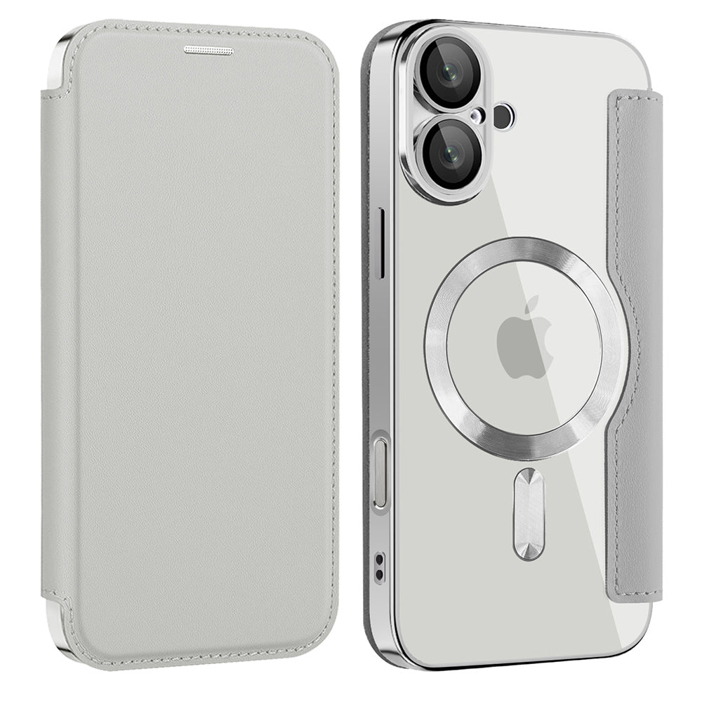 Калъф MagSafe за Apple iPhone 16, Techsuit, SmartMag Book, Сив