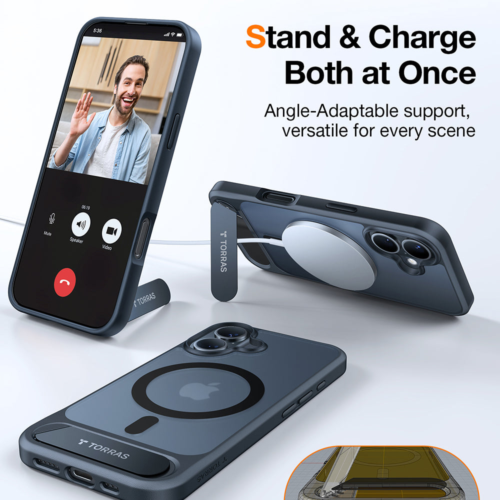 Калъф MagSafe за Apple iPhone 16, Torras, Pstand, Черен