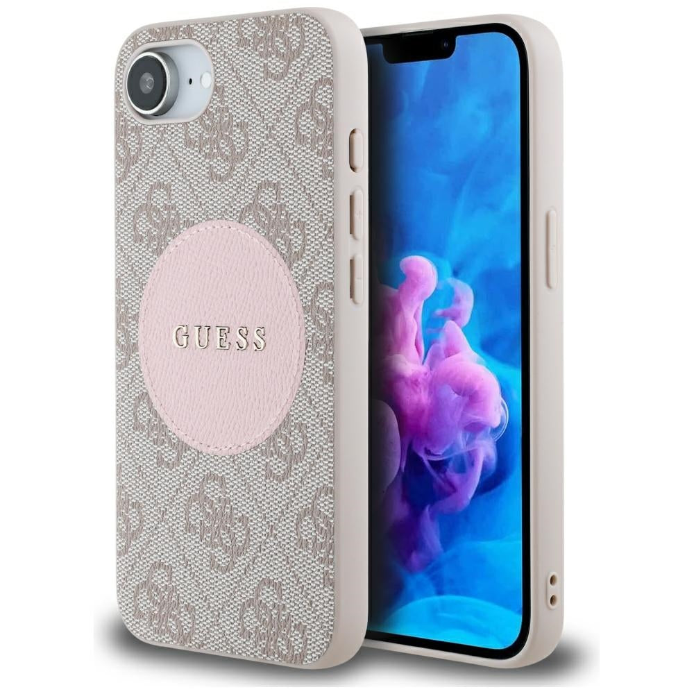 Калъф MagSafe за Apple iPhone 17e / 16e, Guess, 4G Circle Classic Logo, Розов