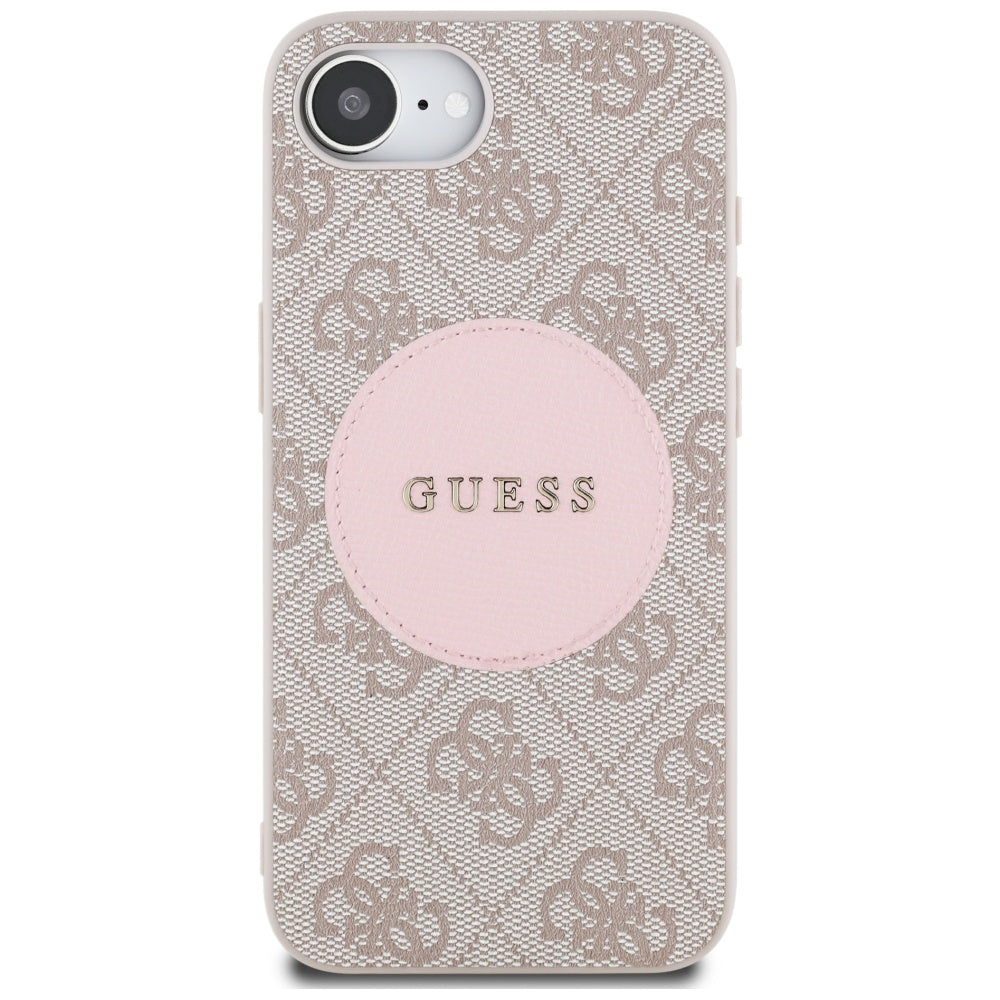 Калъф MagSafe за Apple iPhone 17e / 16e, Guess, 4G Circle Classic Logo, Розов