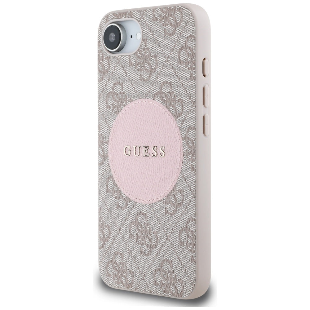 Калъф MagSafe за Apple iPhone 17e / 16e, Guess, 4G Circle Classic Logo, Розов