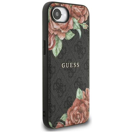 Калъф MagSafe за Apple iPhone 16e, Guess, 4G Flowers Print, Черен