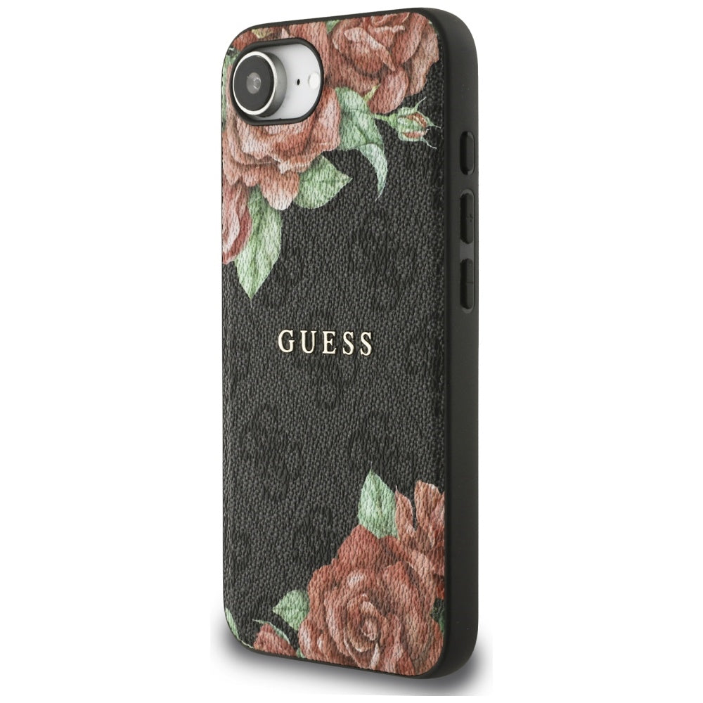 Калъф MagSafe за Apple iPhone 17e / 16e, Guess, 4G Flowers Print, Черен