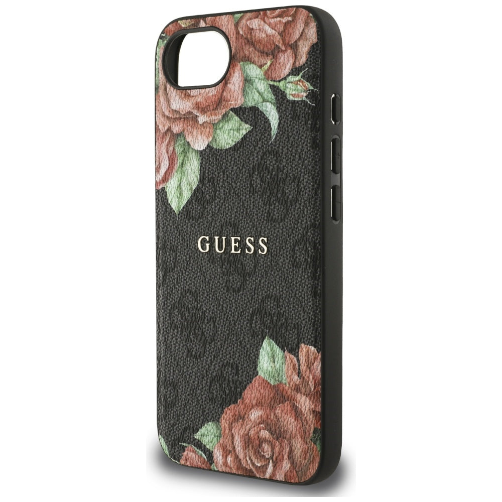 Калъф MagSafe за Apple iPhone 17e / 16e, Guess, 4G Flowers Print, Черен