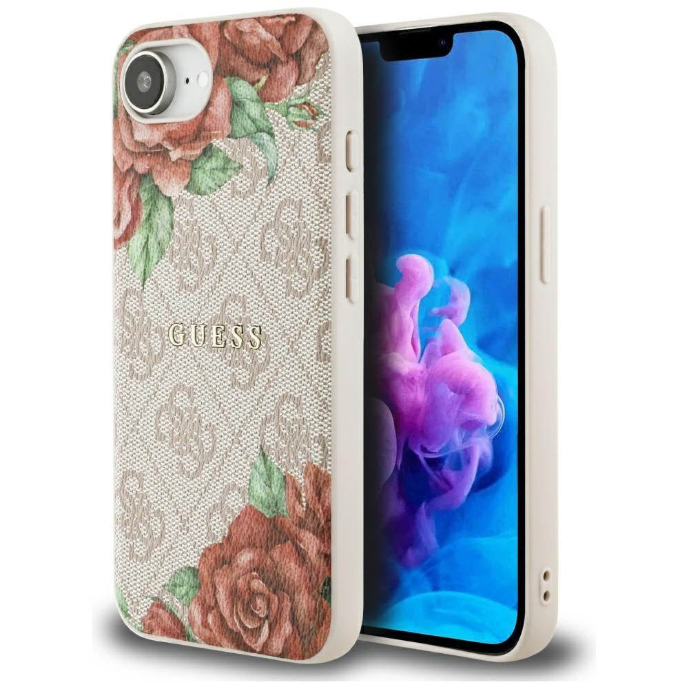 Калъф MagSafe за Apple iPhone 17e / 16e, Guess, 4G Flowers Print, Розов
