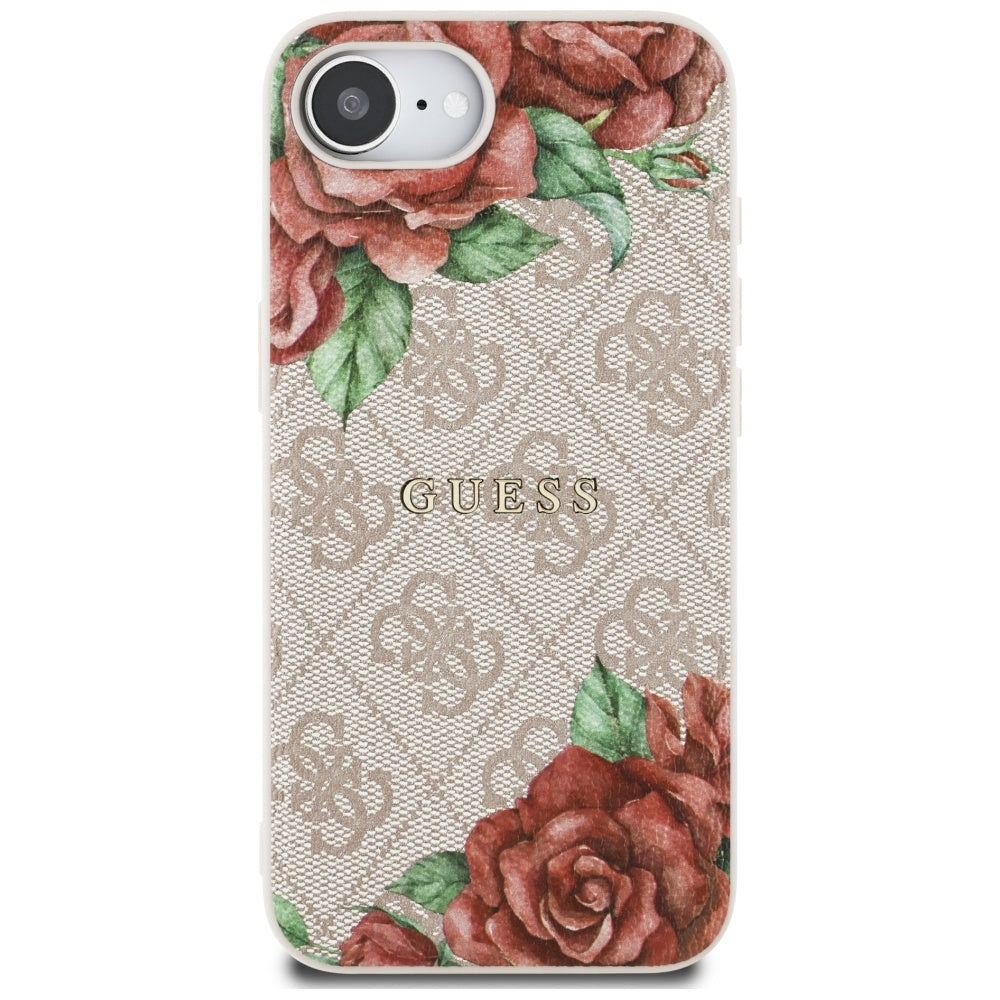 Калъф MagSafe за Apple iPhone 17e / 16e, Guess, 4G Flowers Print, Розов