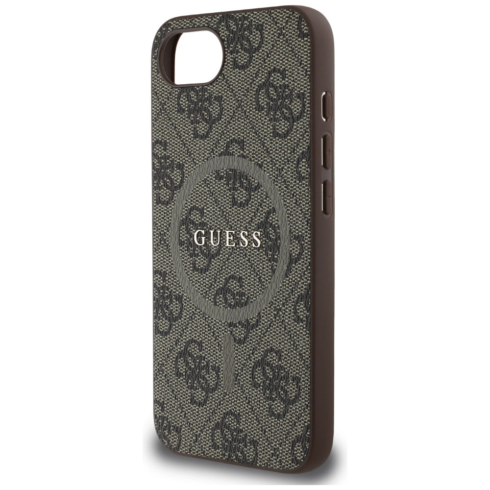 Калъф MagSafe за Apple iPhone 17e / 16e, Guess, 4G Ring Classic Logo, Кафяв
