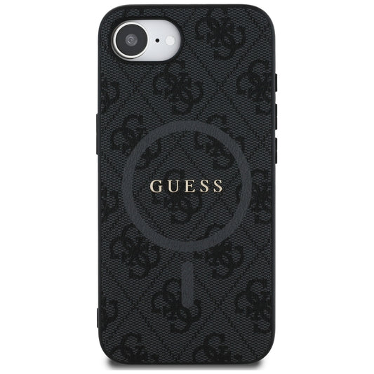 Калъф MagSafe за Apple iPhone 16e, Guess, 4G Ring Classic Logo, Черен