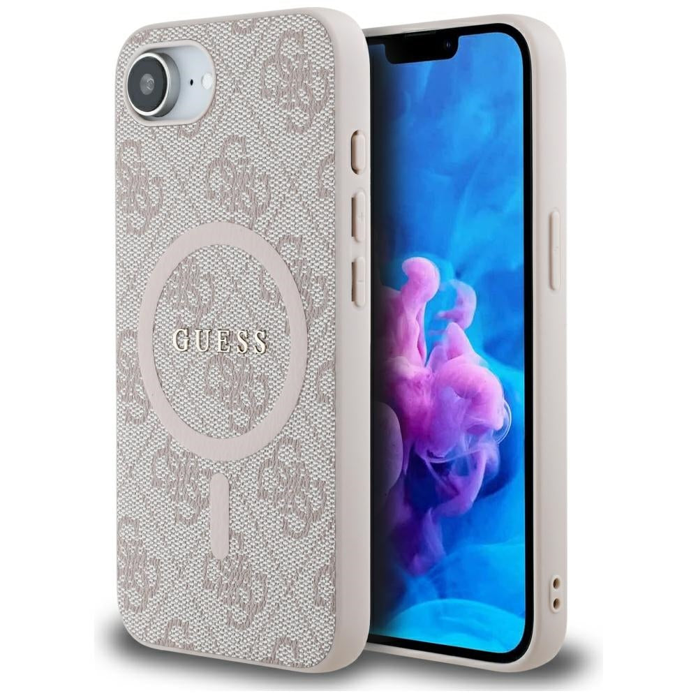 Калъф MagSafe за Apple iPhone 17e / 16e, Guess, 4G Ring Classic Logo, Розов