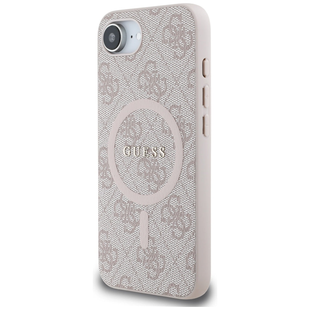 Калъф MagSafe за Apple iPhone 17e / 16e, Guess, 4G Ring Classic Logo, Розов