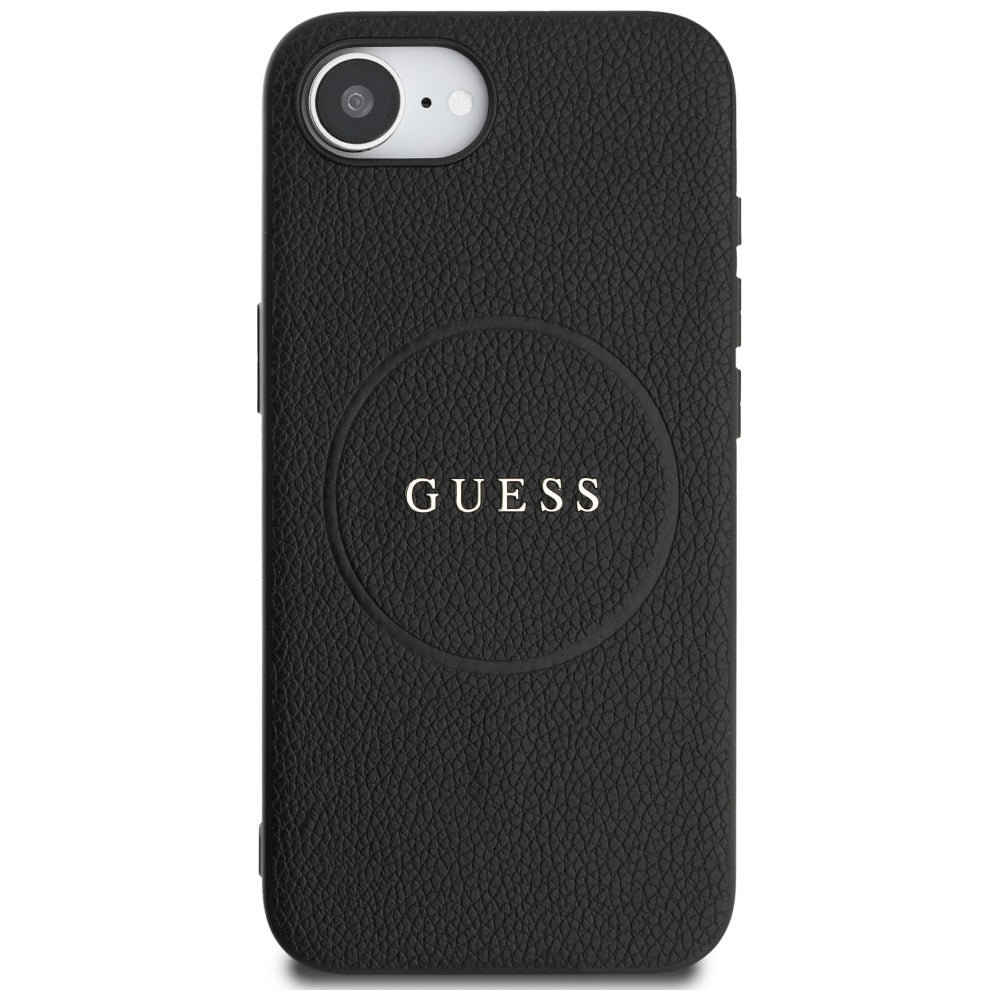 Калъф MagSafe за Apple iPhone 17e / 16e, Guess, Grained Gold Ring, Черен