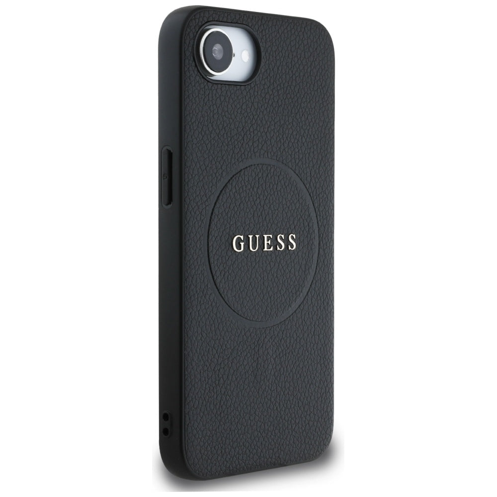 Калъф MagSafe за Apple iPhone 17e / 16e, Guess, Grained Gold Ring, Черен