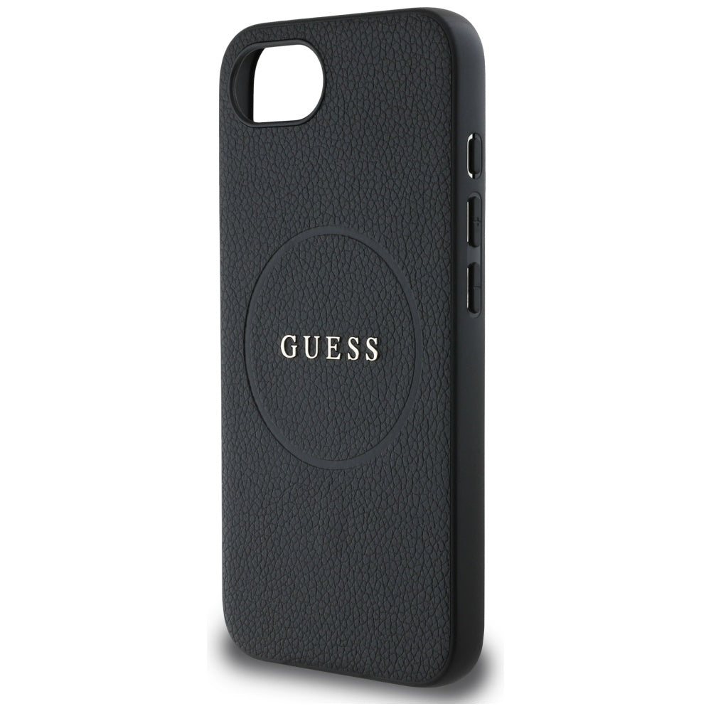 Калъф MagSafe за Apple iPhone 17e / 16e, Guess, Grained Gold Ring, Черен